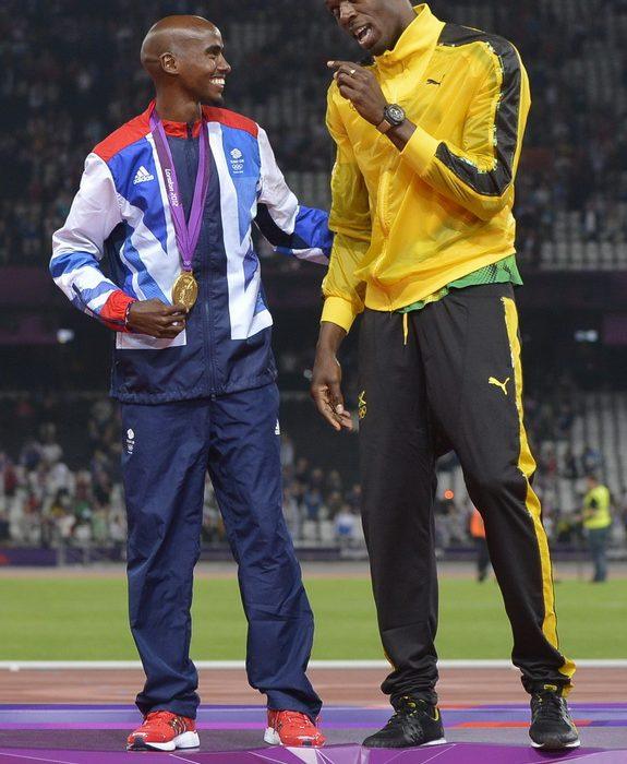 Mo Farah i Usain Bolt. Fot PAP/EPA