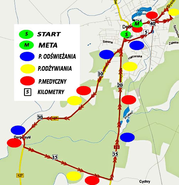 Maraton Dębno - mapa trasy