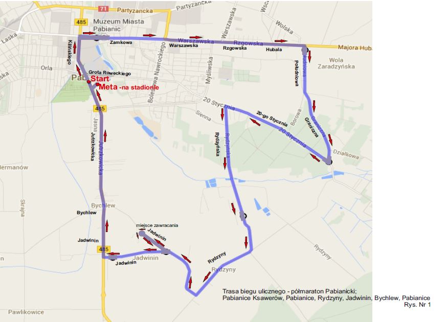 Pabianicki Półmaraton ZHP 2014 - mapka trasy