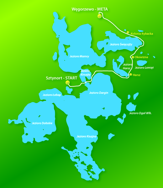 Półmaraton Węgorza 2014 - mapa trasy
