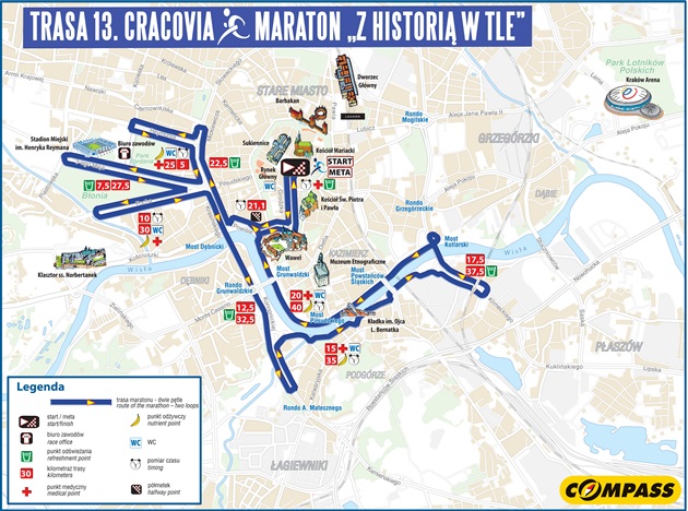 Cracovia Maraton 2014 - mapa trasy