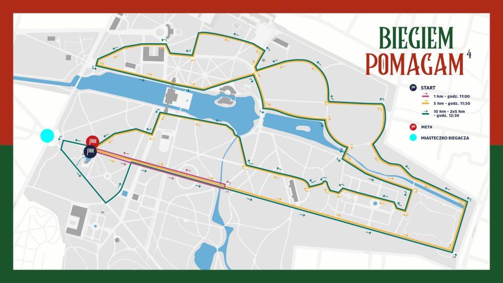 Biegiem Pomagam – Bieg Pomocników Świętego Mikołaja w Łazienkach Królewskich trasa
