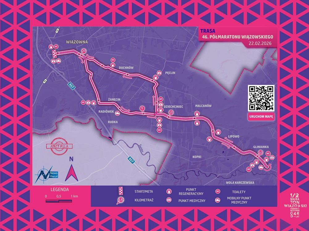 46. Półmaraton Wiązowski trasa