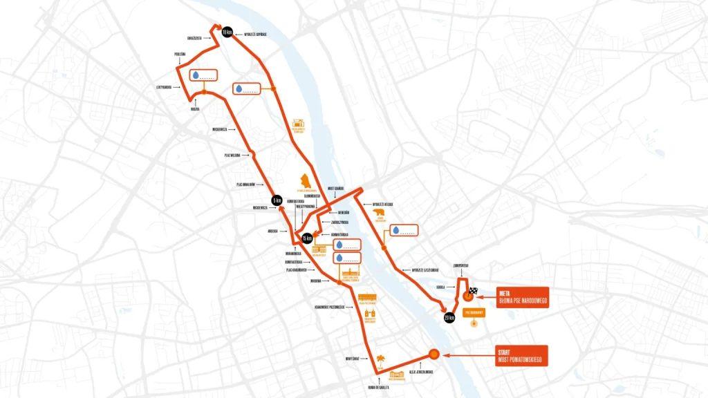 Trasa 20. Półmaratonu Warszawskiego