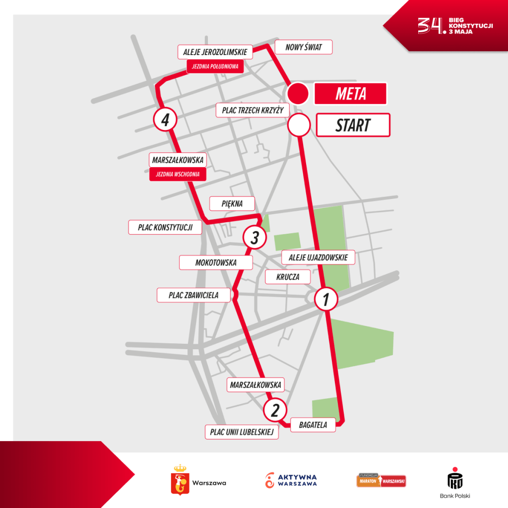 34. Bieg Konstytucji 3 Maja trasa