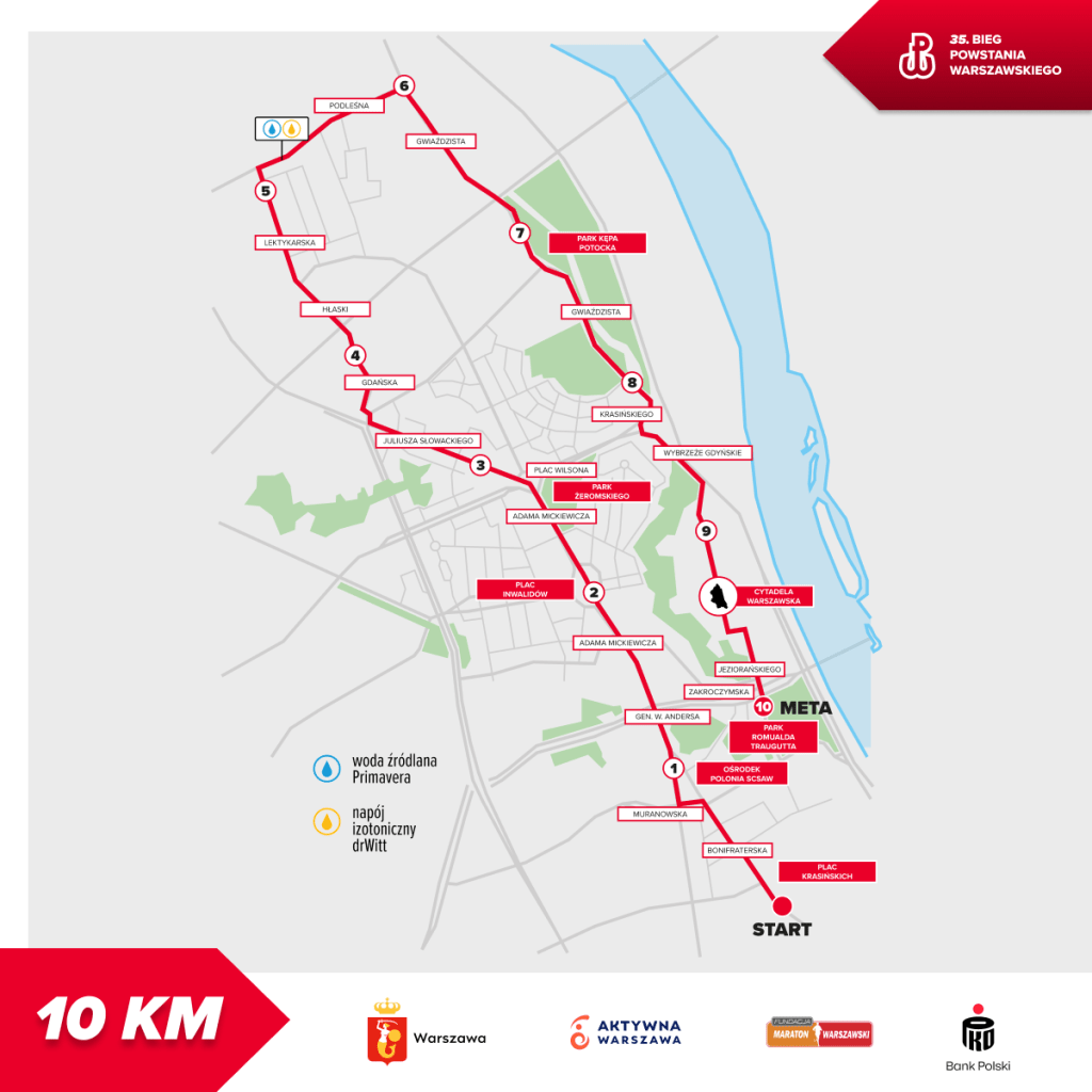 Bieg Powstania Warszawskiego trasa 10km