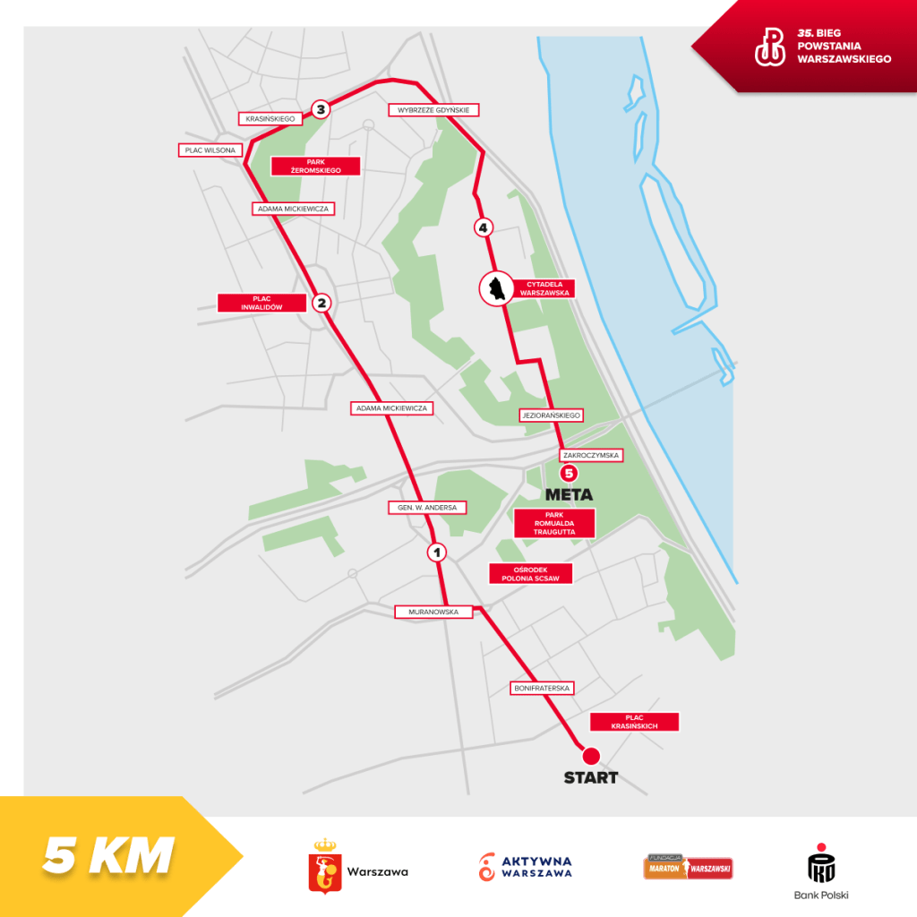Bieg Powstania Warszawskiego trasa 5km