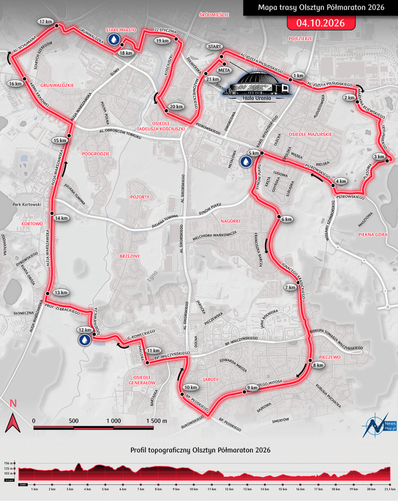 PKO Olsztyn Półmaraton trasa