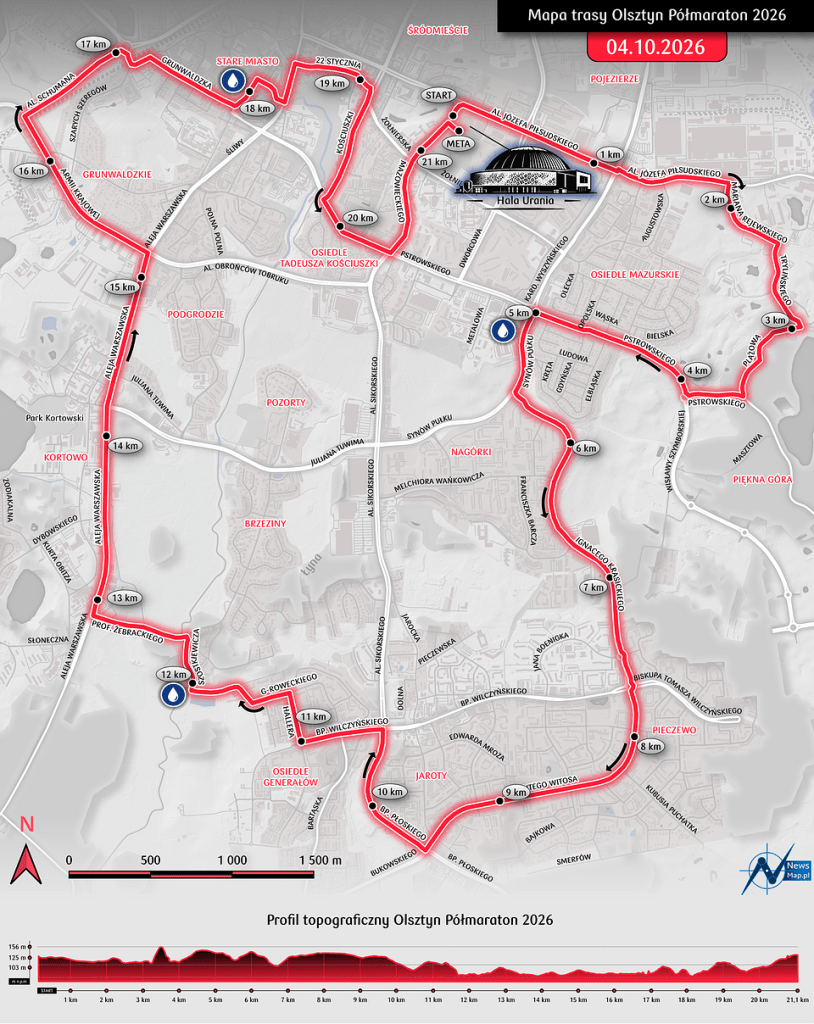 PKO Olsztyn Półmaraton trasa